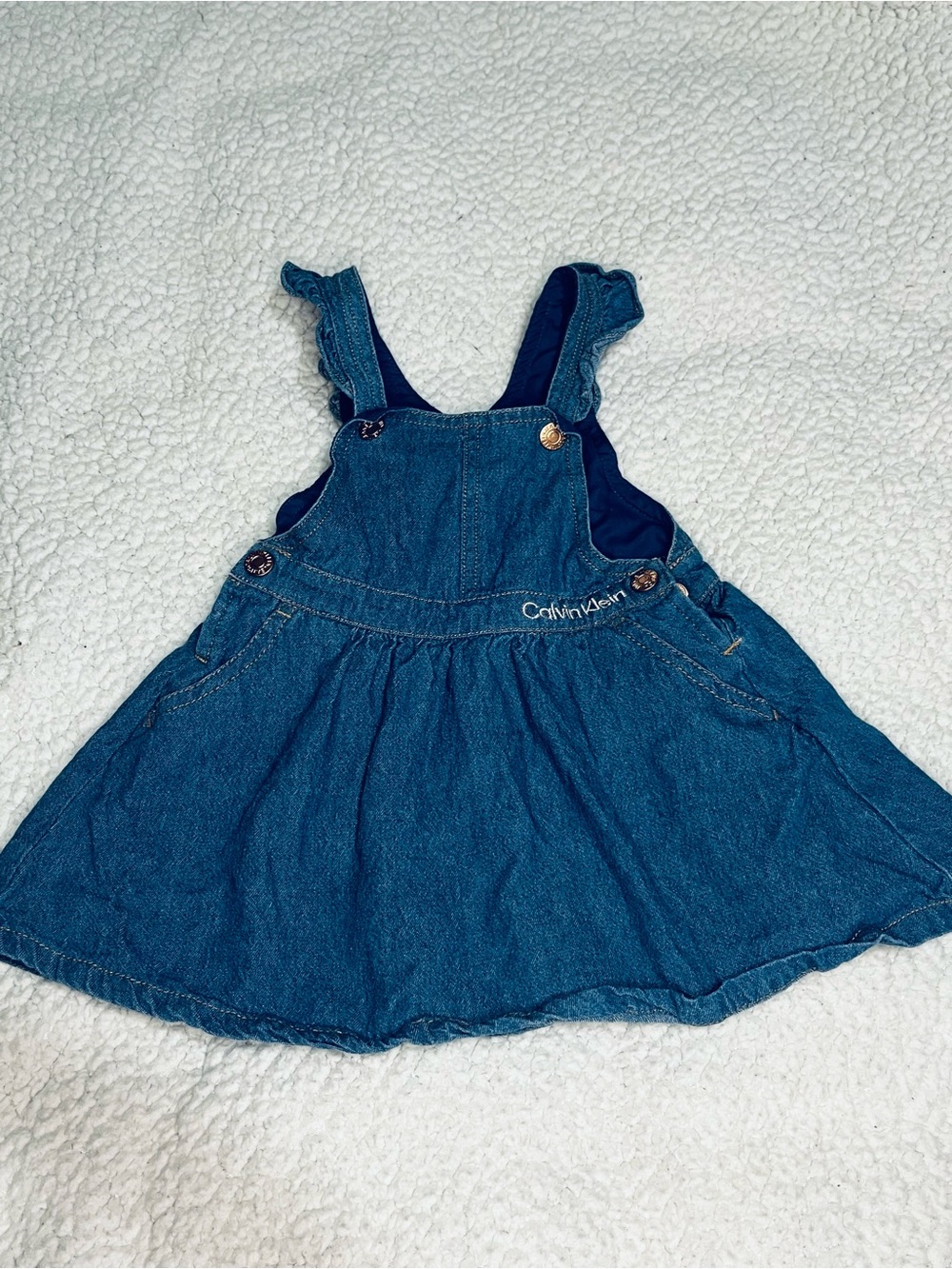 Calvin Klein Dark Blue Denim Overall Dress for Kids